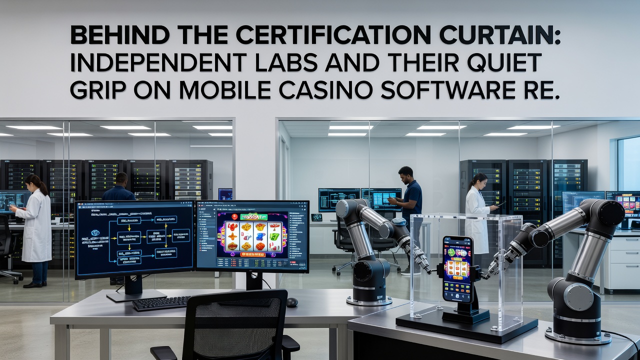 Techniker analysieren Casino-Software-Zertifikate in einem internationalen Labor