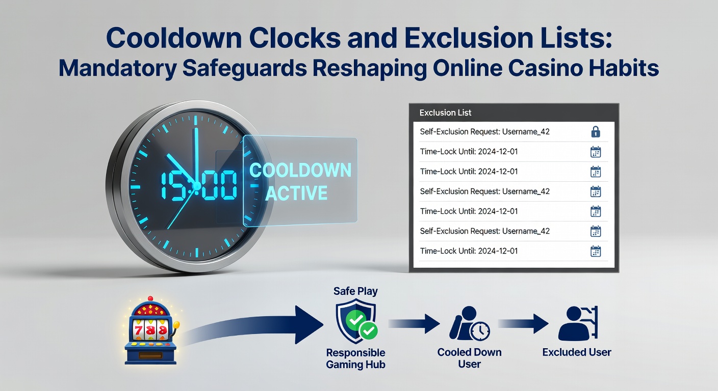 Visuelle Darstellung einer Ausschlussliste mit Sperrzeiten und Registrierungsoptionen auf einer Casino-Plattform