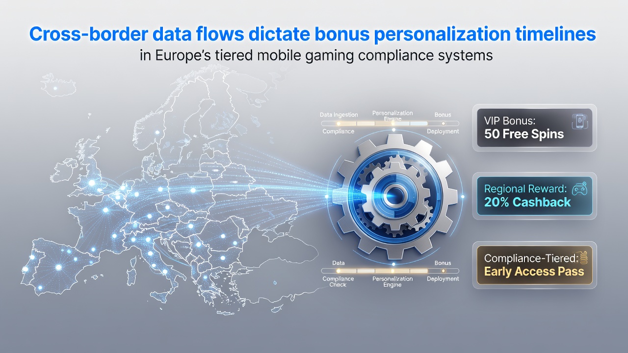 Illustration zu grenzüberschreitenden Datenflüssen und mobilen Gaming-Compliance-Systemen in Europa