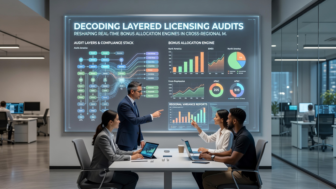 Diagram depicting real-time data flows between licensing audit layers and bonus allocation engines across mobile gaming regions