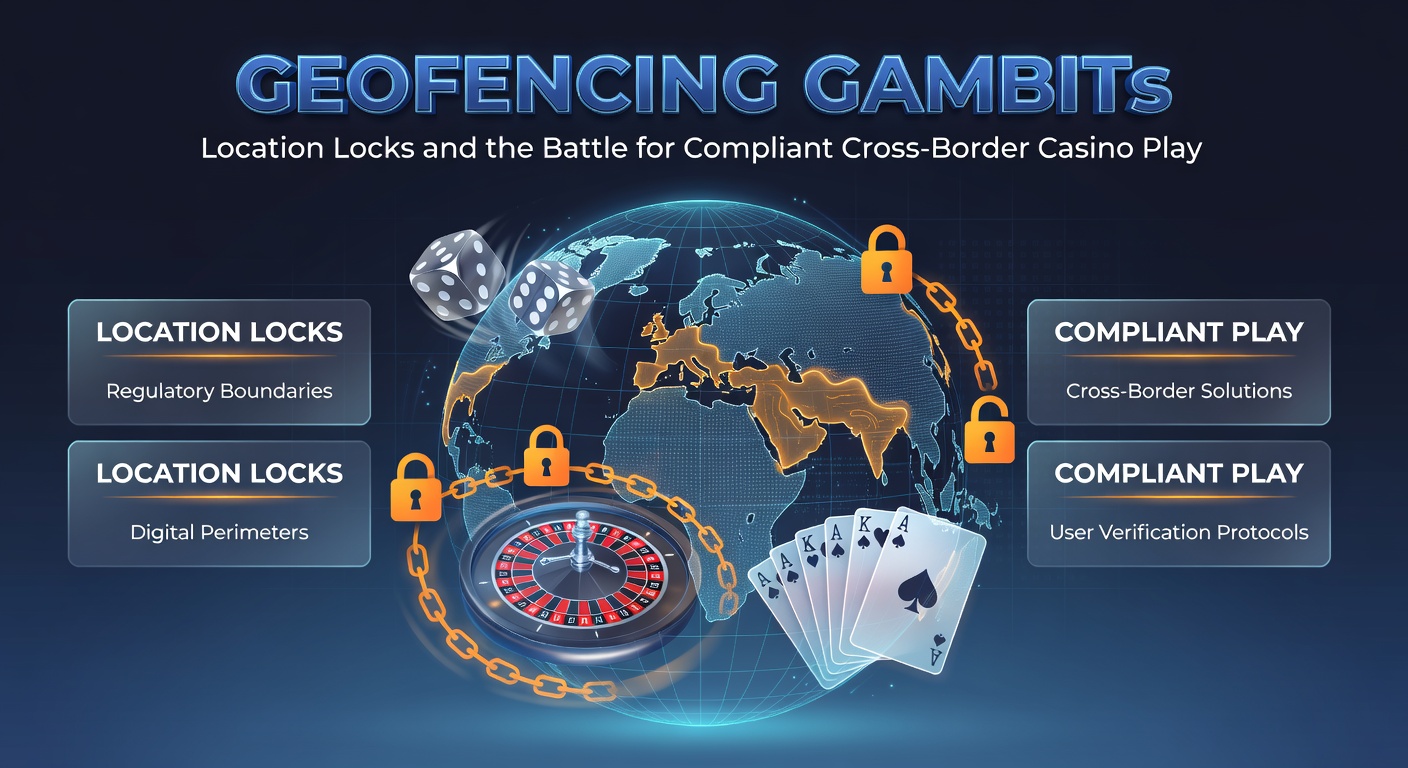Grafik mit Geofencing-Karten, die Casino-Zugriffe in Europa blockieren, inklusive GPS-Signalen und Grenzlinien