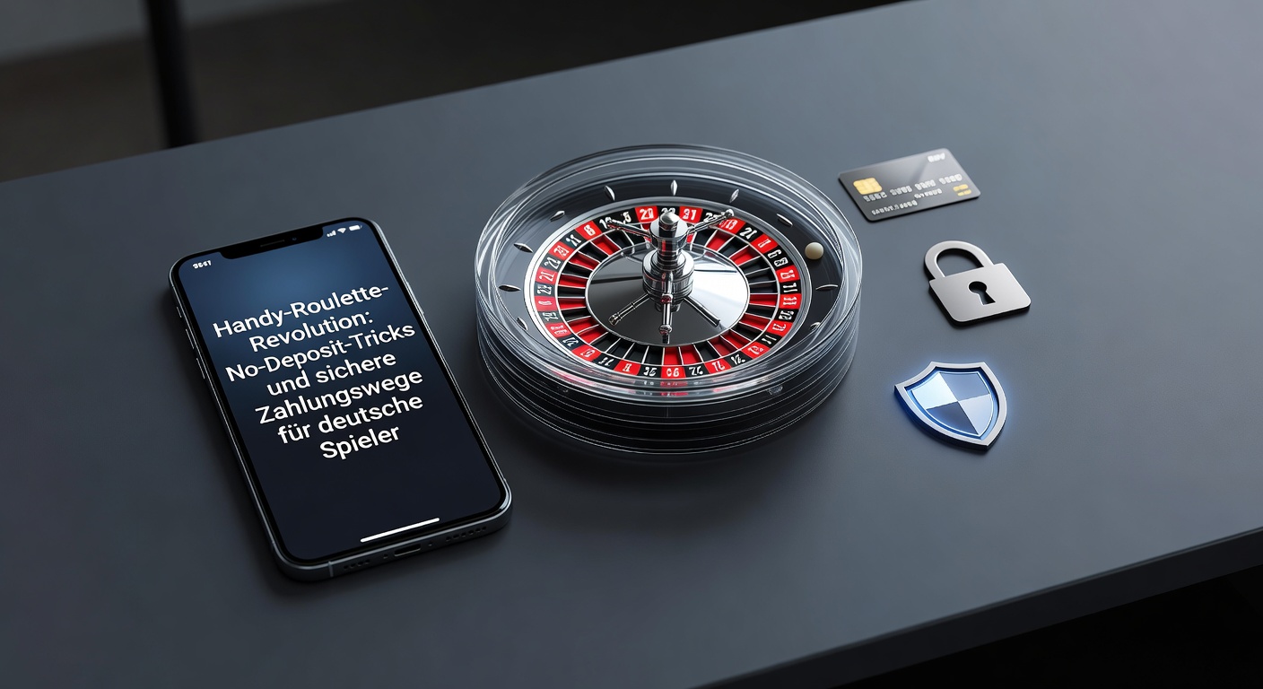 Smartphone mit Roulette-Rad auf dem Bildschirm, umgeben von sicheren Zahlungssymbolen wie PayPal und Trustly, ideal für mobile Spieler in Deutschland