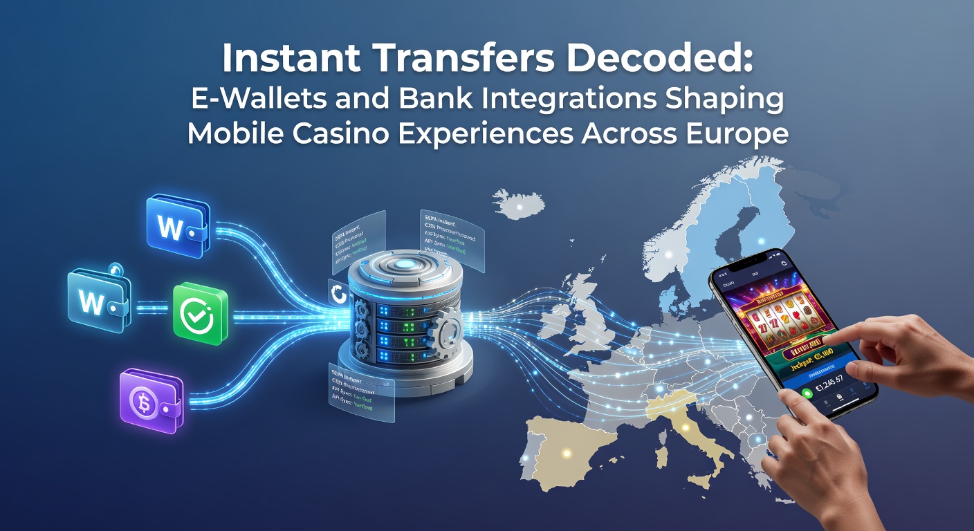 Smartphone mit E-Wallet-App und Casino-Symbolen auf dem Bildschirm, das Instant-Transfers in Europa darstellt