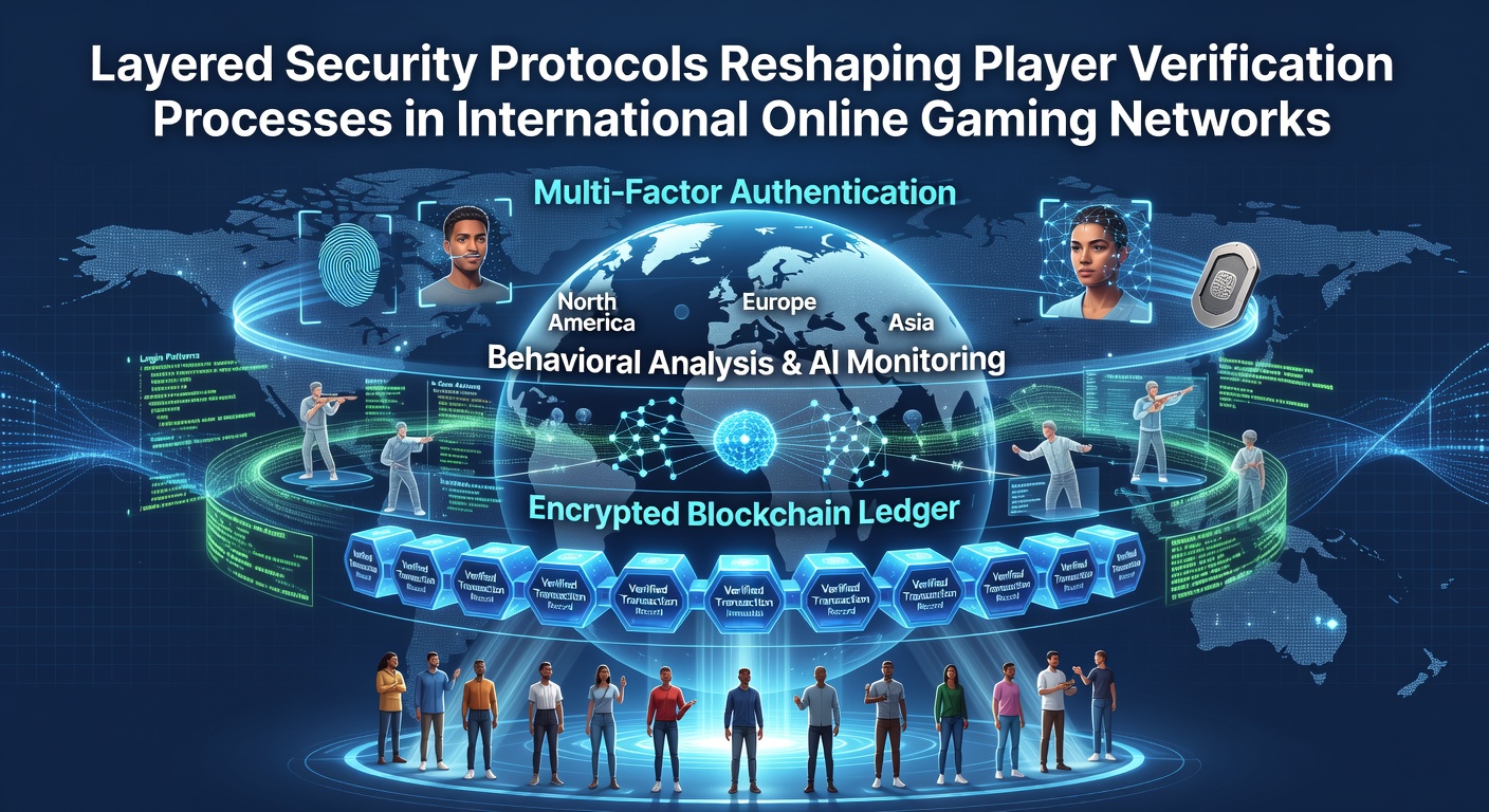 Illustration von geschichteten Sicherheitsprotokollen in Online-Gaming-Netzwerken mit Fokus auf Verifikationsprozesse