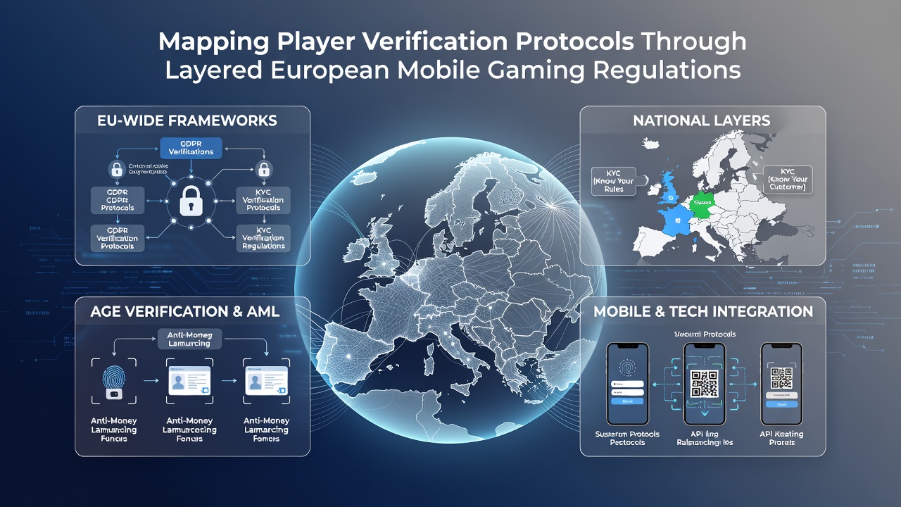 Illustration der technischen Schnittstellen und Datenflüsse bei der Spielerverifikation in europäischen Mobilspielen