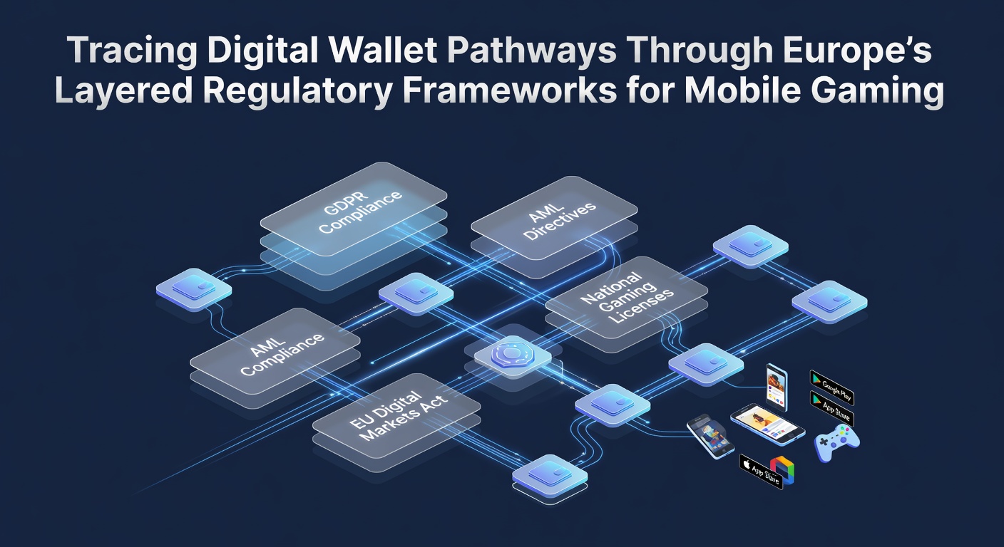 Illustration der digitalen Wallet-Integration in mobilen Gaming-Plattformen mit Fokus auf europäische Regulierungen